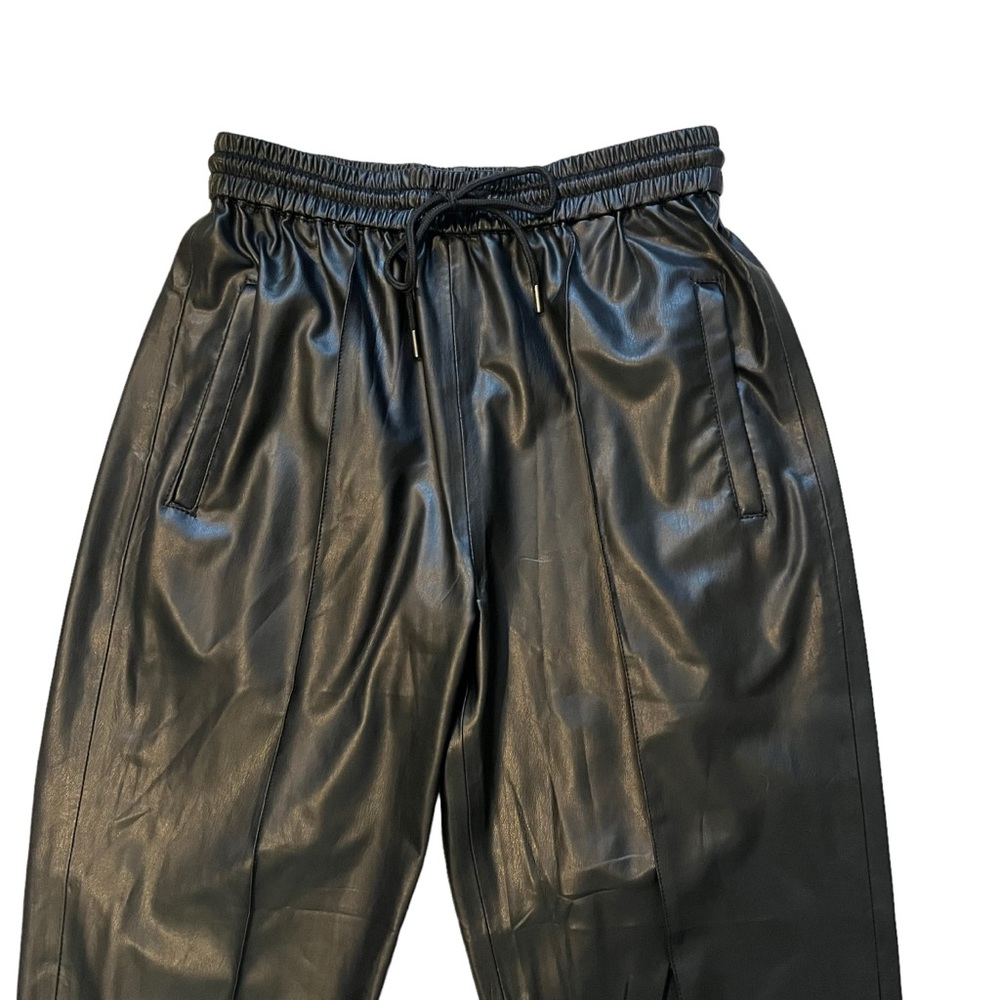 NWT, BLANK NYC Black Faux Leather Jogger Pants Drawstring, Sz 26 - Picture 11 of 15